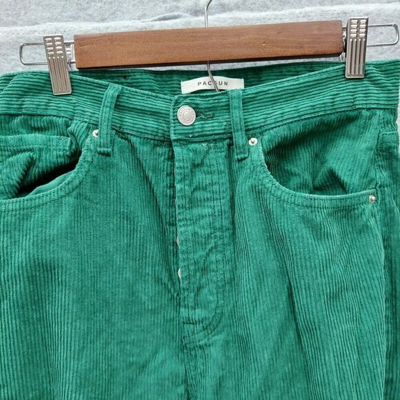 PacSun Womens Green Corduroy Dad Jeans Straight Leg Pants Size 27 Surf Casual - Picture 2 of 9